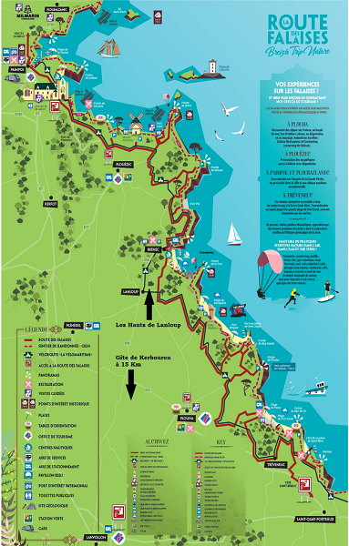 Carte de la Route des falaises, de Plouha à Plouézec